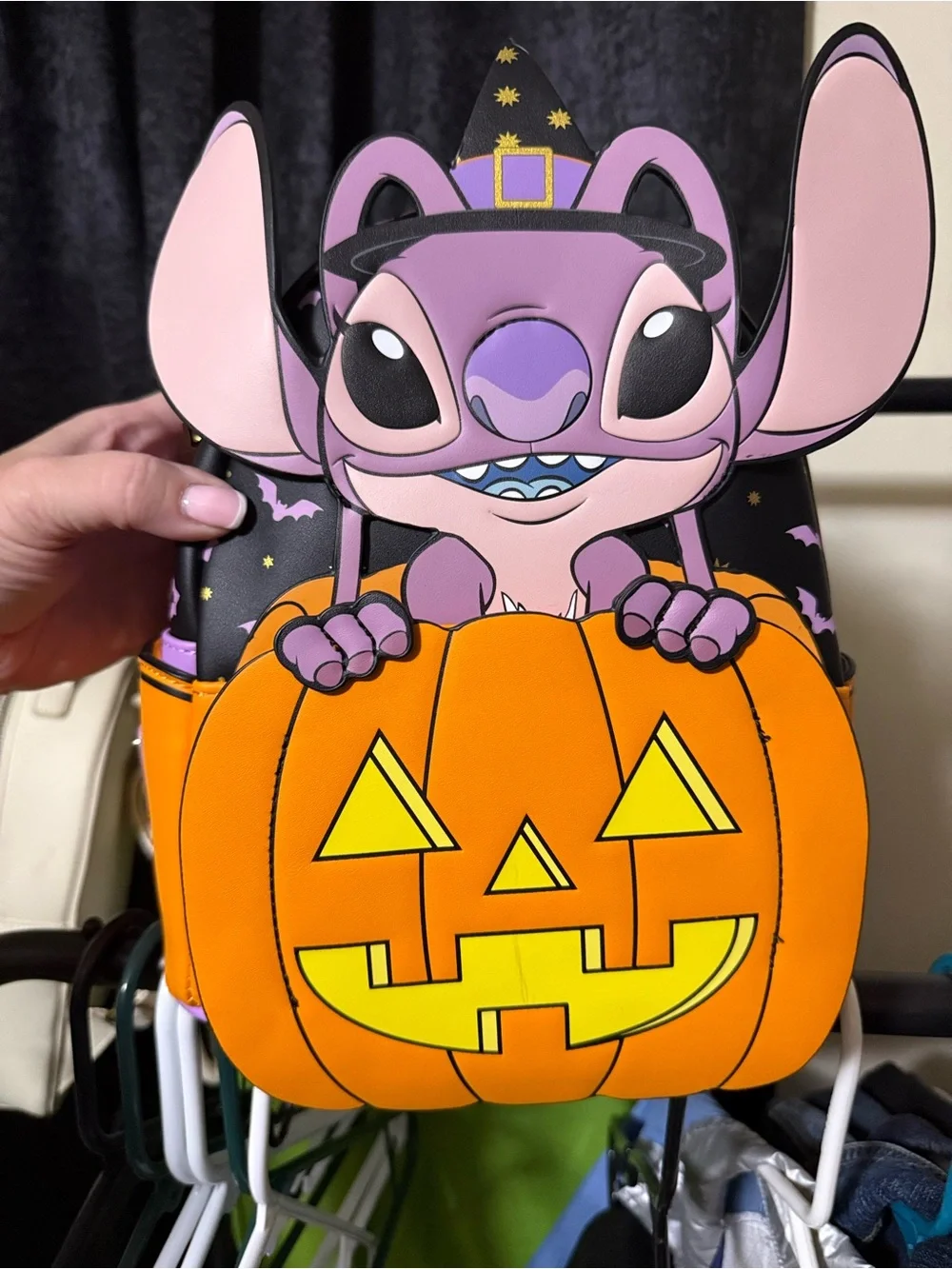 Loungefly Black & Purple Stitch Pumpkin Crossbody